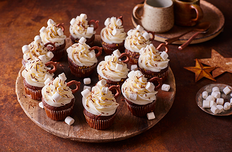The Christmas season isn't complete without a warming hot chocolate and these easy cupcakes make the perfect addition to a festive afternoon tea. 