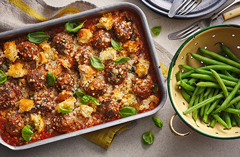 This midweek winner has all the makings of a classic Italian dish - homemade meatballs, tangy tomato sauce and a crispy cheese topping