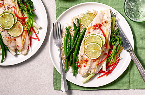 If you're looking for healthy fish recipes, basa fillets are a great, budget-friendly option. This fresh and fragrant dinner for two is full of interesting flavours and textures, and provides 2 of your 5-a-day. It's on the table in 30 minutes, so perfect for those busy weeknights!