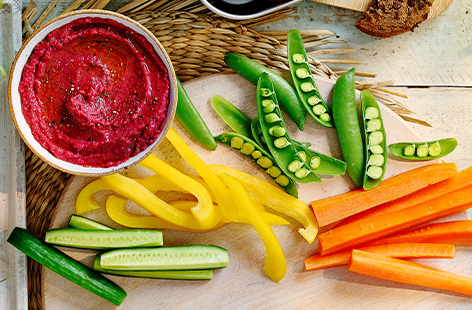 Make outdoor eating easier with this super simple beetroot and butter bean dip