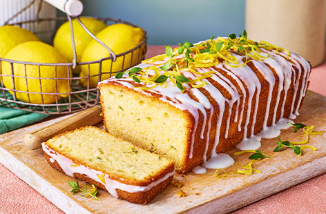 A pretty lemon and thyme loaf cake with the addition of toasty, nutty brown butter