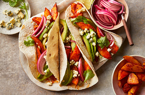 We bet you've never thought of adding roasted swede to your tacos but why not give it a try? Add a sprinkle of blue Stilton and a quick pickled onion to pimp your taco Tuesday. 