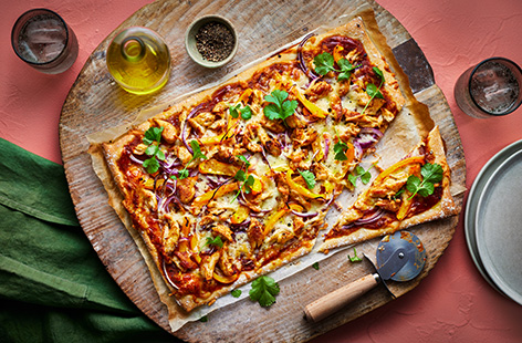 This crispy pizza is loaded with tongue-tingling Mexican flavours and makes a speedy midweek meal