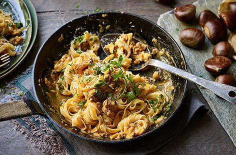 Chestnuts, an earthy and sweet Christmas favourite, shine in this festive ragu recipe