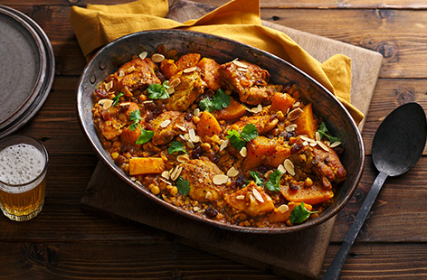 This slow-cooked korma recipe is packed with chicken, chickpeas, butternut squash and warming flavours