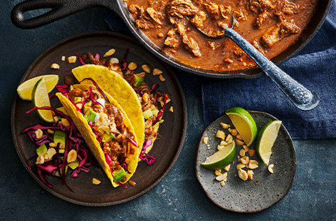 This delicious chicken taco recipe is bound to be a family favourite, with dark chocolate adding a depth of flavour, this is not one to miss!