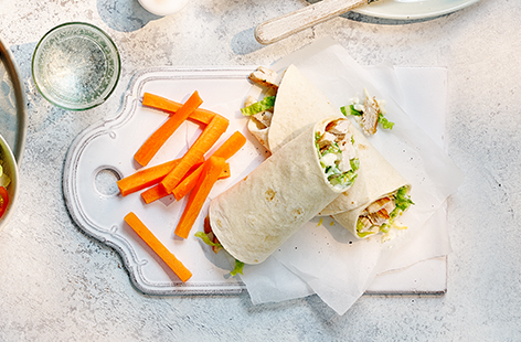 Everything you love about a chicken Caesar salad recipe but made lighter and wrapped in a tortilla wrap. 