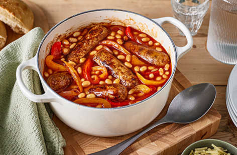 Tuck into this hearty family favourite made with sausages, peppers, paprika and a tin of beans; it's a cosy recipe to add to your midweek meal repertoire