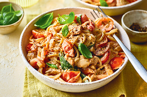 Tinned sardines make a great family meal staple – here we've used them in a classic tomato, garlic and herb pasta sauce alongside some soft cheese for a little creaminess. Stir through spaghetti for a speedy, healthy dinner.