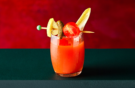 A boozy, bite-sized Bloody Mary to ease those festive hangovers! Try serving with a traditional prawn cocktail or fig and blue cheese salad for big retro flavours.