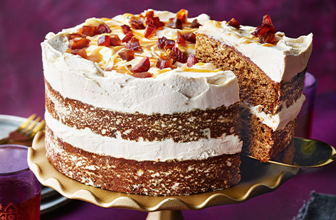 Food writer Dina Begum's Eid celebration date cake is a real showstopper! 'The Eid that follows Ramadan marks the end of fasting', explains Dina. 'We break our fast using dates – so dates are a key ingredient here. My recipe is based on sticky toffee pudding, which I love'.