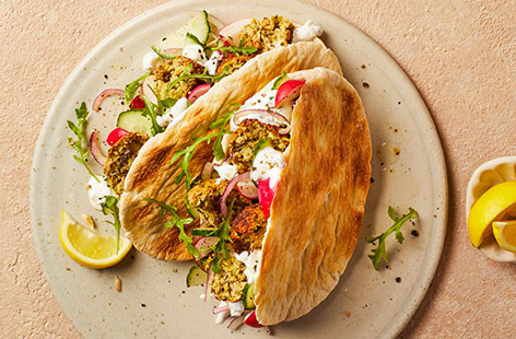 Rich in both vitamins and minerals, edamame beans give these falafel bites an extra boost of protein, as well as a rich, nutty flavour. A great healthy snack or light lunch!