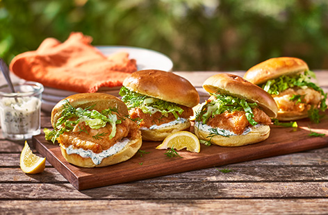 Crisp, light batter envelops soft white fish for a slider that will have everyone coming back for seconds. 