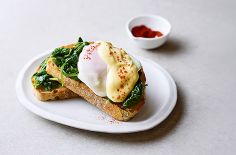 Need brunch in a flash? This Florentine-style toast, featuring protein-packed egg and spinach, has everything you need to get going for the day