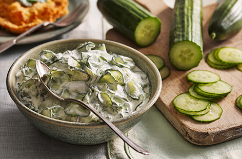 Known as gurkensalat in Germany, this salad is sharp and tangy and makes for a welcome addition to any barbecue platter