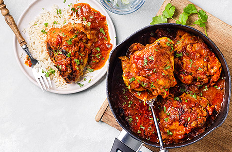 Author and recipe writer, Nik Sharma shares his maternal grandmother's chicken curry recipe, which combines the comforting, creamy texture of coconut milk with the tangy sweetness of chopped tomatoes. Ready in three easy steps, even beginner cooks can have a go at making this delicious curry and so many can enjoy it, as it's dairy- and gluten-free. Great for weekend food or easy entertaining.