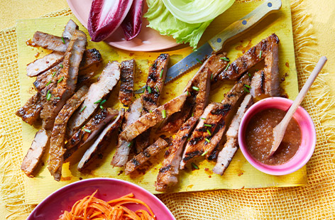 Bring bold Korean flavours to your barbecue. Marinate your pork shoulders in gochujang, garlic and ginger and then barbecue until the sauce is caramelised and the meat is tender. These juicy steaks are a great barbecue centrepiece. 
