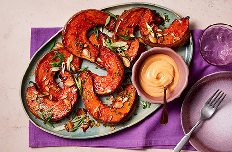 Pumpkin is a great ingredient for autumn cooking. Once roasted, it has a lovely sweet and earthy flavour that pairs beautifully with this tangy gochujang marinade. If you don't have any culinary pumpkins to hand, butternut squash is a delicious substitute. 