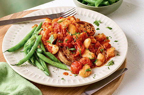 Upgrade your beans on toast with this delicious Greek-inspired dish. Packing in three of your 5-a-day, this healthy dish makes a lovely lunch, light dinner or even a weekend brunch.