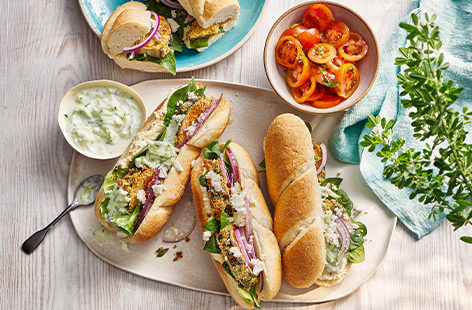 Make meat-free Monday more exciting with these Greek-style aubergine subs