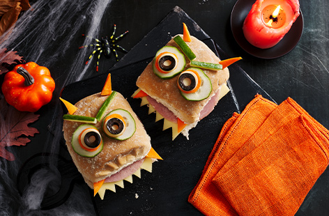 These spooky sandwiches will be a great addition to your Halloween party platter.
