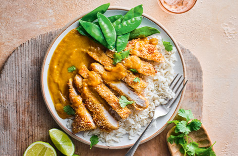 Health by stealth? We are all over it, recreating family favourites with a little extra goodness. The sauce for this chicken katsu curry is packed full of veg!