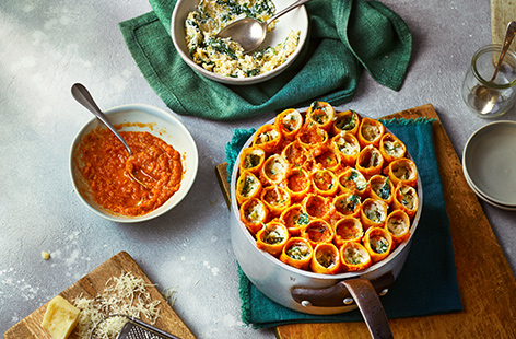 The best recipe to make from batch-cooked fillings, this impressive looking pasta dish not only tastes amazing, but is healthy too