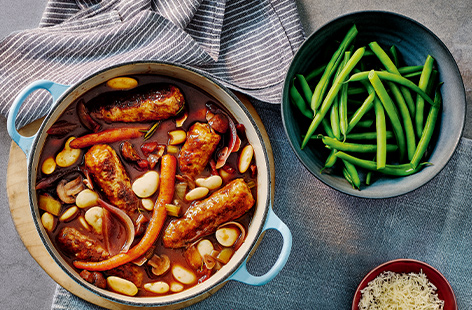 Put your slow-cooker through its paces with this super sausage and butter bean casserole – the perfect meal to cook while you're working from home