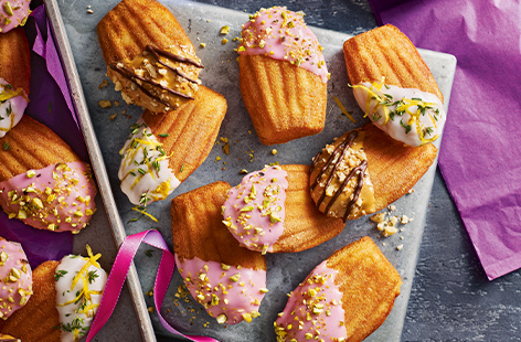 These rosé and pistachio dipped madeleines are the perfect edible gift for Mother's Day