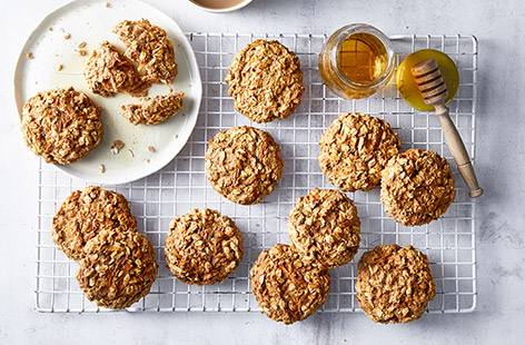 With hidden fruit and veg to boot, these breakfast cookies also double up as a mid-morning snack – the kids will love them!