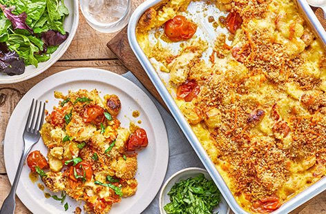 Love it or hate it, this mac 'n' cheese is packed with umami, flavours, this comforting dish is a firm family favourite! Pillowy gnocchi are roasted, then covered in a Marmitey cheese sauce and topped with buttery Marmite toast crumbs.