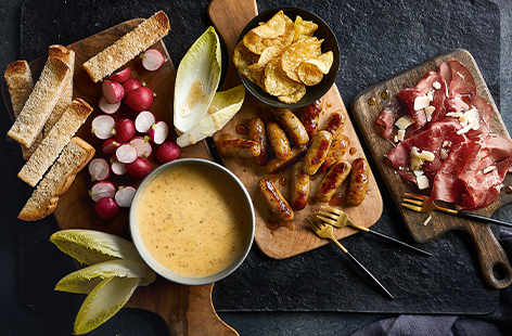This meaty platter with cheesy fondue takes minutes
to prepare