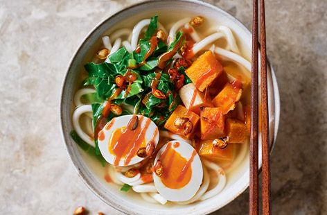 The last decade has been about less waste and more taste. This ramen recipe – where the whole butternut squash is used (skin and seeds included) – is a clever way to be more sustainable and add a little extra goodness.