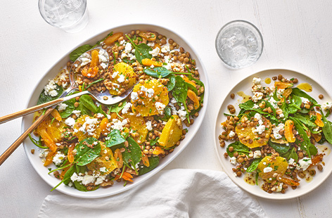 Expect big things from this lentil and spinach salad, with all the flavours hitting the right notes