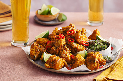 A dish with a sense of place: our pakora chicken pieces are inspired by the street food in India and are tossed with a fragrant spice mix then shallow-fried until golden and crunchy. 