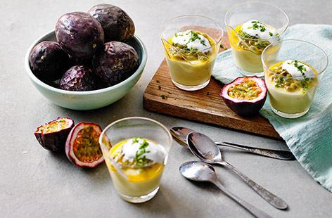 Make the most of the tropical flavours of passion fruit by using the pulp, seeds and juice in this recipe