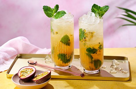 The combination of rum and fresh mint leaves in a mojito cocktail is hard to beat, but with an added tangy zing of passionfruit it really brings the cocktail to life