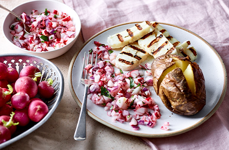 Crisp and peppery radish is the star of the show in this sharp salsa