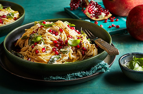 Pomegranates are in season from October to January, making them a welcome addition to any autumnal dish