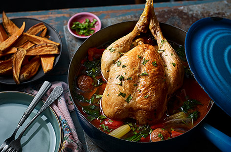 Perfect for a lazy Sunday afternoon, this one-pot roast chicken is succulent and tender once ready to serve