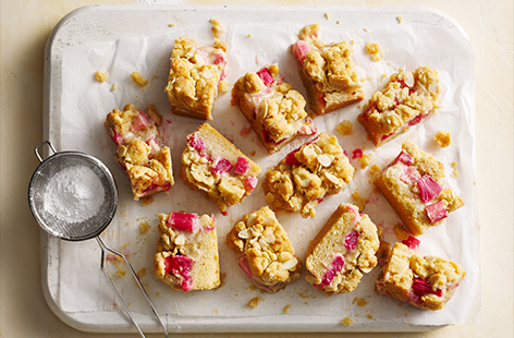 Who doesn't love a bit of rhubarb crumble? Forced rhubarb is cooked with sugar to remove the tartness, making the base for a tasty, bite-sized treat
