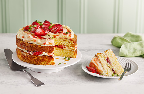 Roasting the strawberries in this cake brings the fruity flavours to the next level
