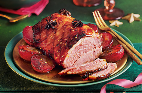 This on-trend hot honey glazed ham is sweet and sticky with a welcome tartness from the plums, making it a delicious addition to your Christmas feast. Pop it in your slow-cooker and let the warm spicy aromas fill your home, freeing up time for more festive prep and fun!