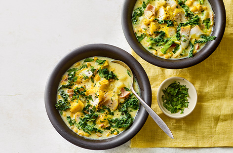 This hearty fish soup is given a herby tinge by the addition of fresh parsley, perfect for warming up your weeknight