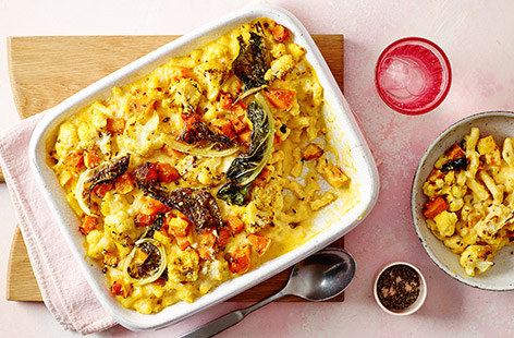 We've taken the well-loved dish mac 'n' cheese and packed in root veg and spices to create a delicious twist that's budget- and freezer-friendly. There's even leftover cheesy sauce to make the Cheat's creamy chicken and spinach curry.