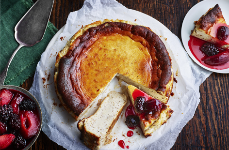 This Spanish-style cheesecake is a simple but stunning dessert that you can prepare in advance if you're entertaining or having a family gathering. The tangy fruit compote is a lovely contrast to the creamy, vanilla-spiced cheesecake filling and it's so moreish, one slice is never enough!