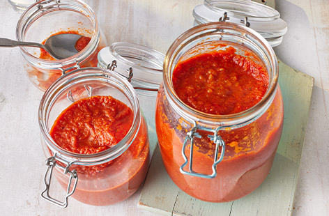 Spend an afternoon making a batch of delicious homemade tomato sauce. It's super-versatile and packed with veggies. Use it to top pizzas, stir through pasta or use as a base for curries and chillies. Once you've tried homemade, you'll never look back!