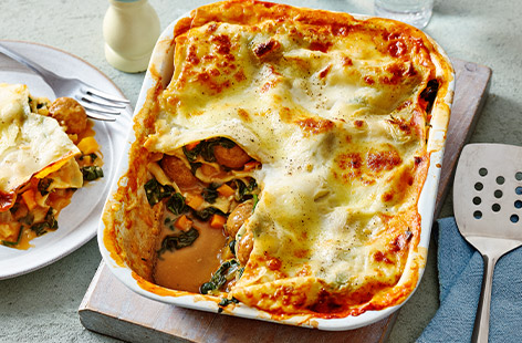 The whole family will love this meatball twist on a classic lasagne. Use tinned meatballs in tomato sauce as a shortcut and top with mozzarella for a melty, golden cheese top. 