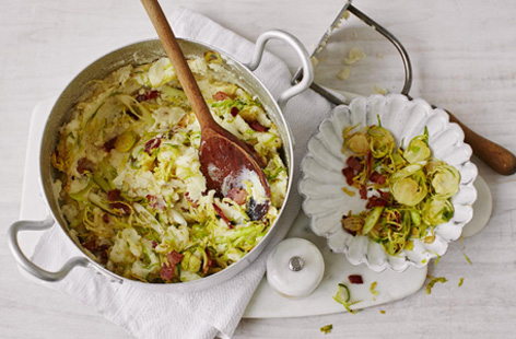 Make the most of your sprouts with this classic Irish-inspired side dish, made with smoky bacon and creamy mashed potato