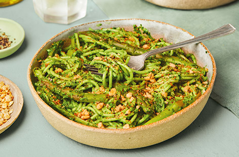 Super-green by name, super-green by nature, this vibrant pasta dish is brimming with veg and robust flavours. Ready in 30, it's fab for a healthy midweek meal.